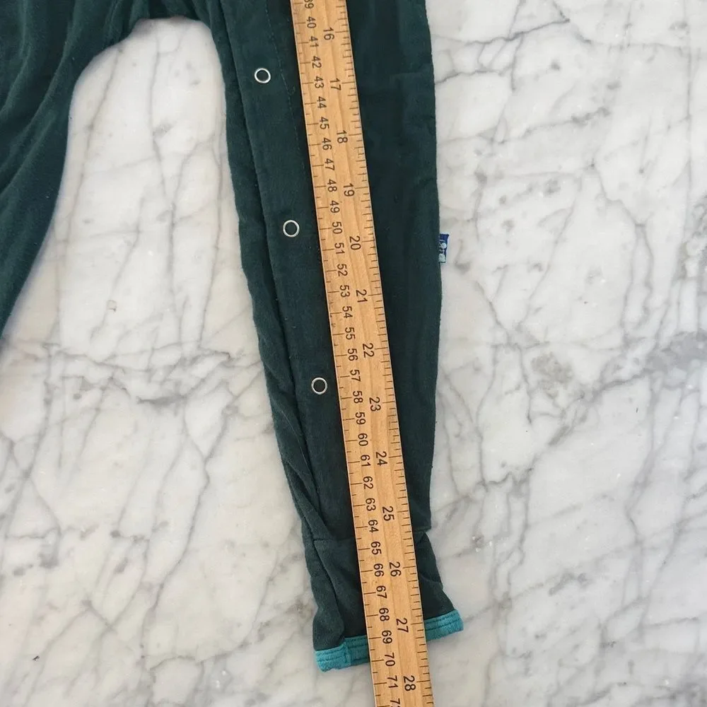 Kickee Pant Bamboo Sz 2T One Piece Sleeper Dark Green Seat Snap